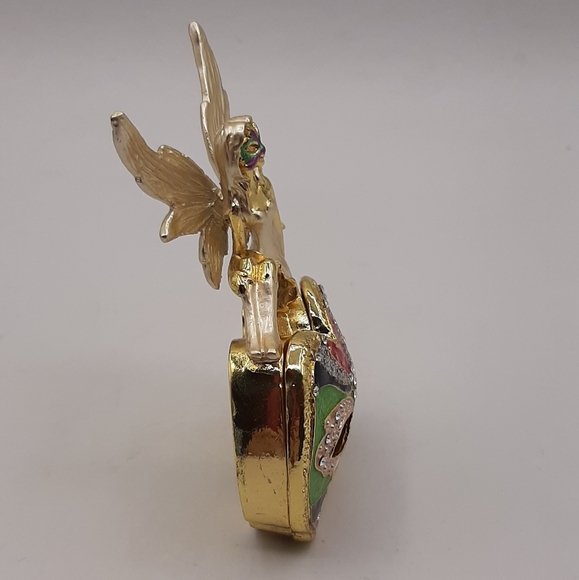 New Metal Fairy Pixie Mardi Gras Mask Trinket Box Magnetic Hinged Closure - Picture 5 of 6